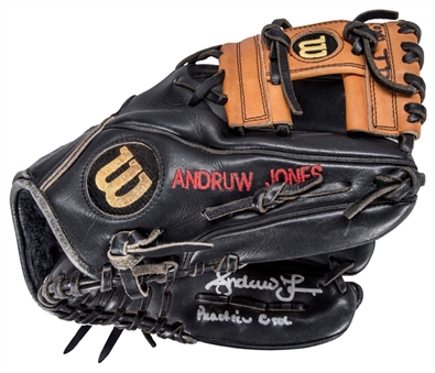 Andruw Jones Practiced Used and Signed Wilson A2000 Pro Stock Fielders Glove (Jones LOA)